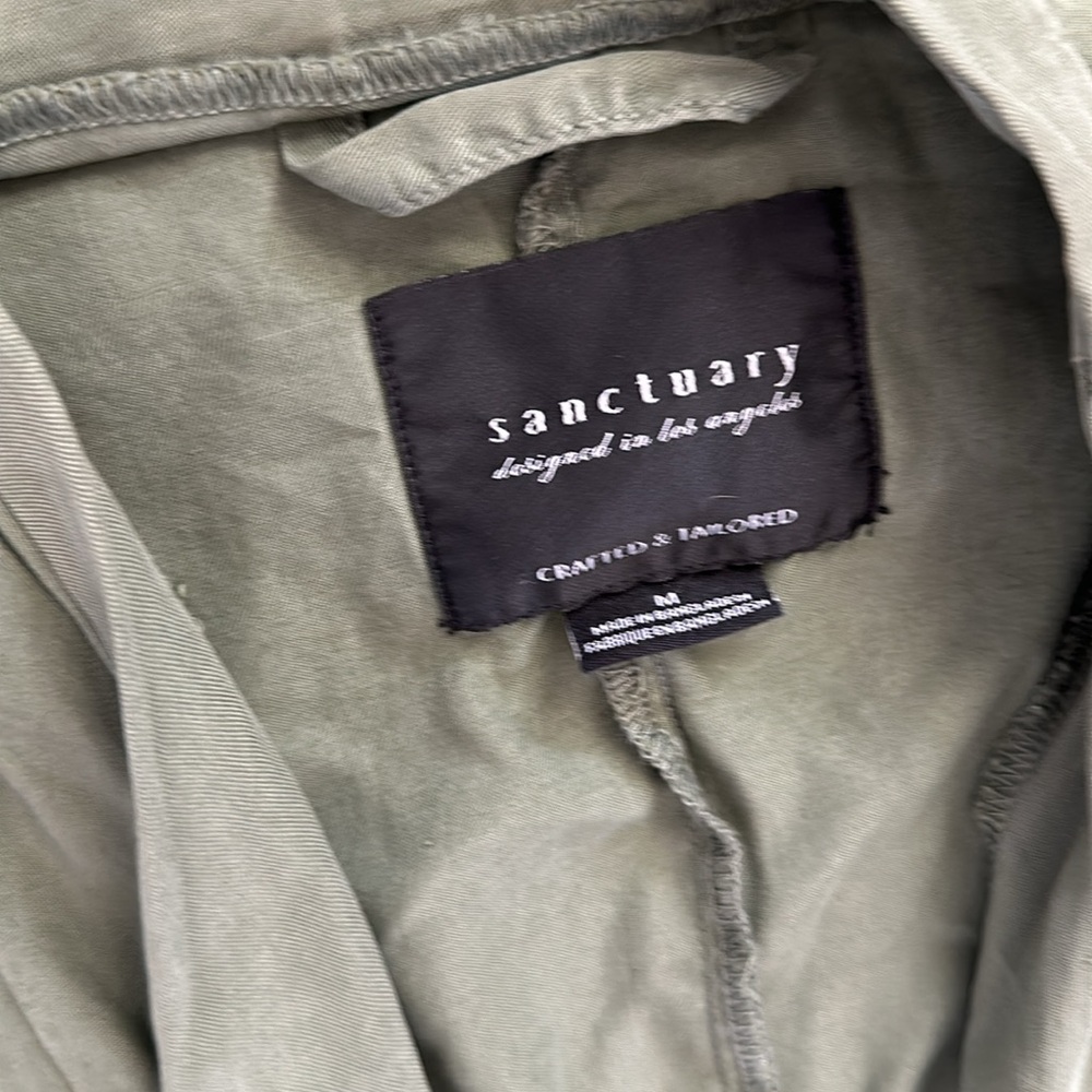 Sanctuary Olive Green Drawstring Open Trench Jack… - image 2